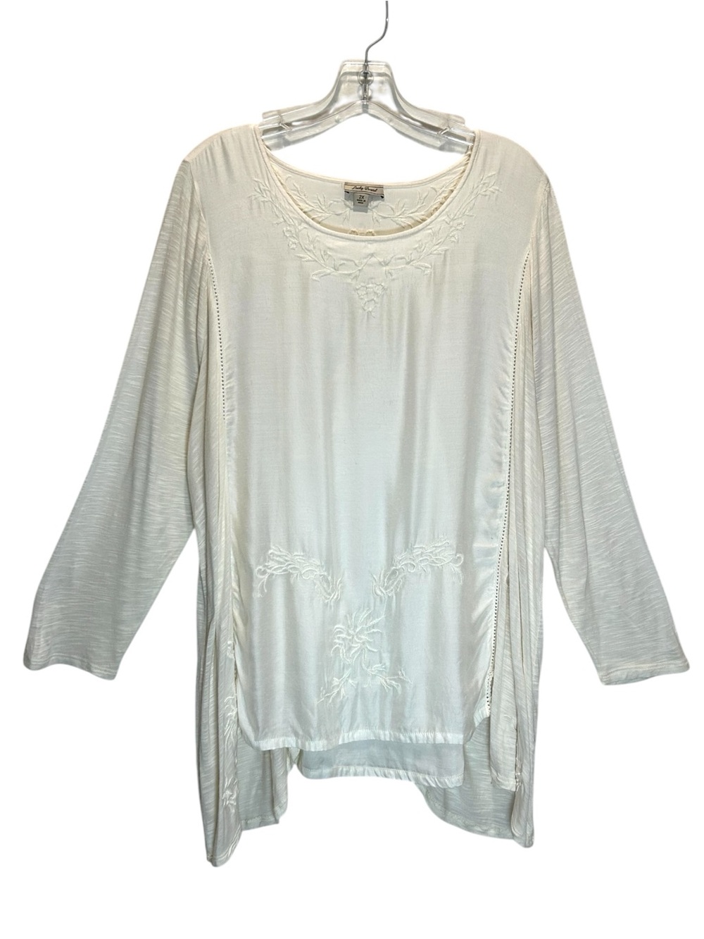 Lucky Brand Ivory Embroidered Tunic - Boho, Flowy, Relaxed Fit - Size 2X